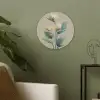 Paradijsvogelbloemen - Blauwgroene bladeren - Beige Akoestische PET Vilt - Rond klein -sfeer2