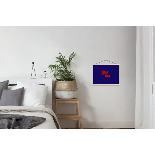Blauw - Rood - Yes fun - 3D textielposter latten blank klein -woonkamer