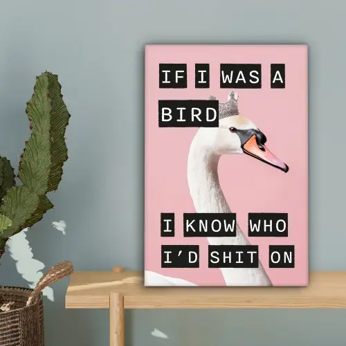 Zwaan - Vogel - Decoratie - Roze canvas 2cm klein -sfeer4