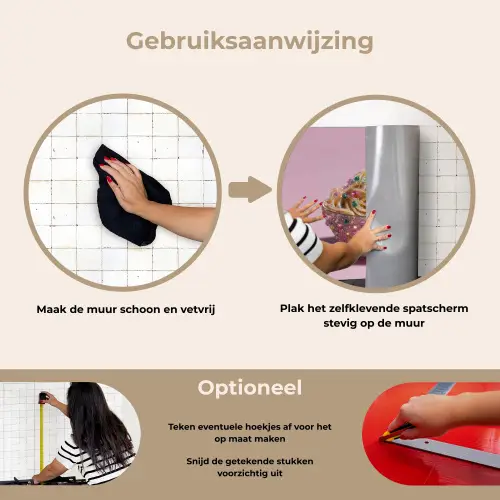 Noodles - Edelstenen - Stokjes - Roze keuken achterwand spatscherm klein -gebruiksaanwijzing_NL