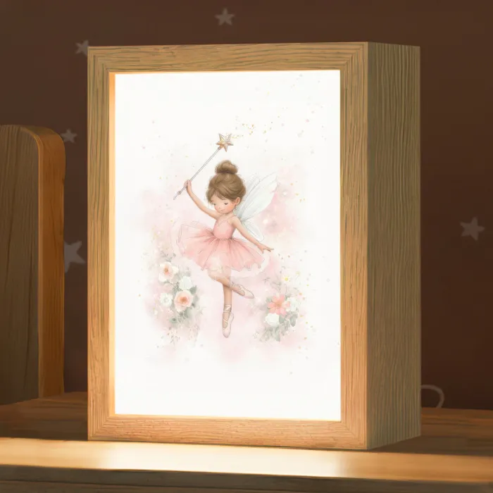 Ballerina - Fee - Bloemen - Roze Light Box met kabel klein -zzz_3d_website