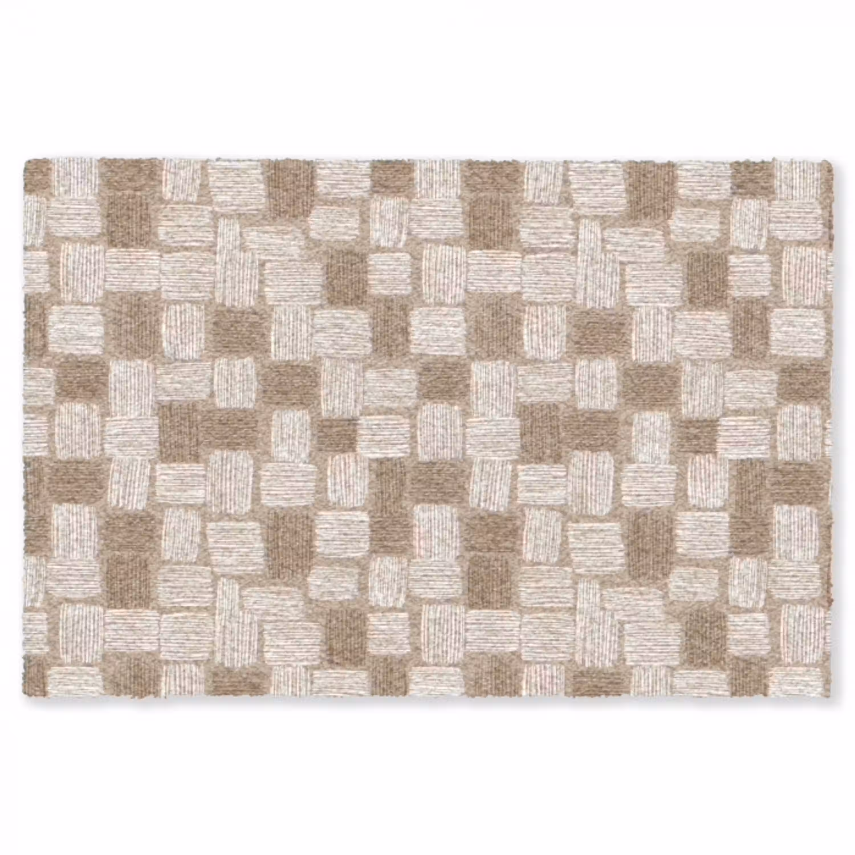 Blok - Patroon - Bruin Vloerkleed Rechthoek klein 1091 -3d