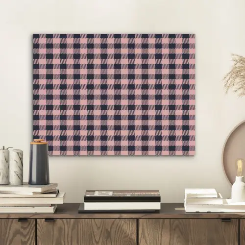 Plaid - Patroon - Roze - Zwart PET vilt klein 837 -sfeer1