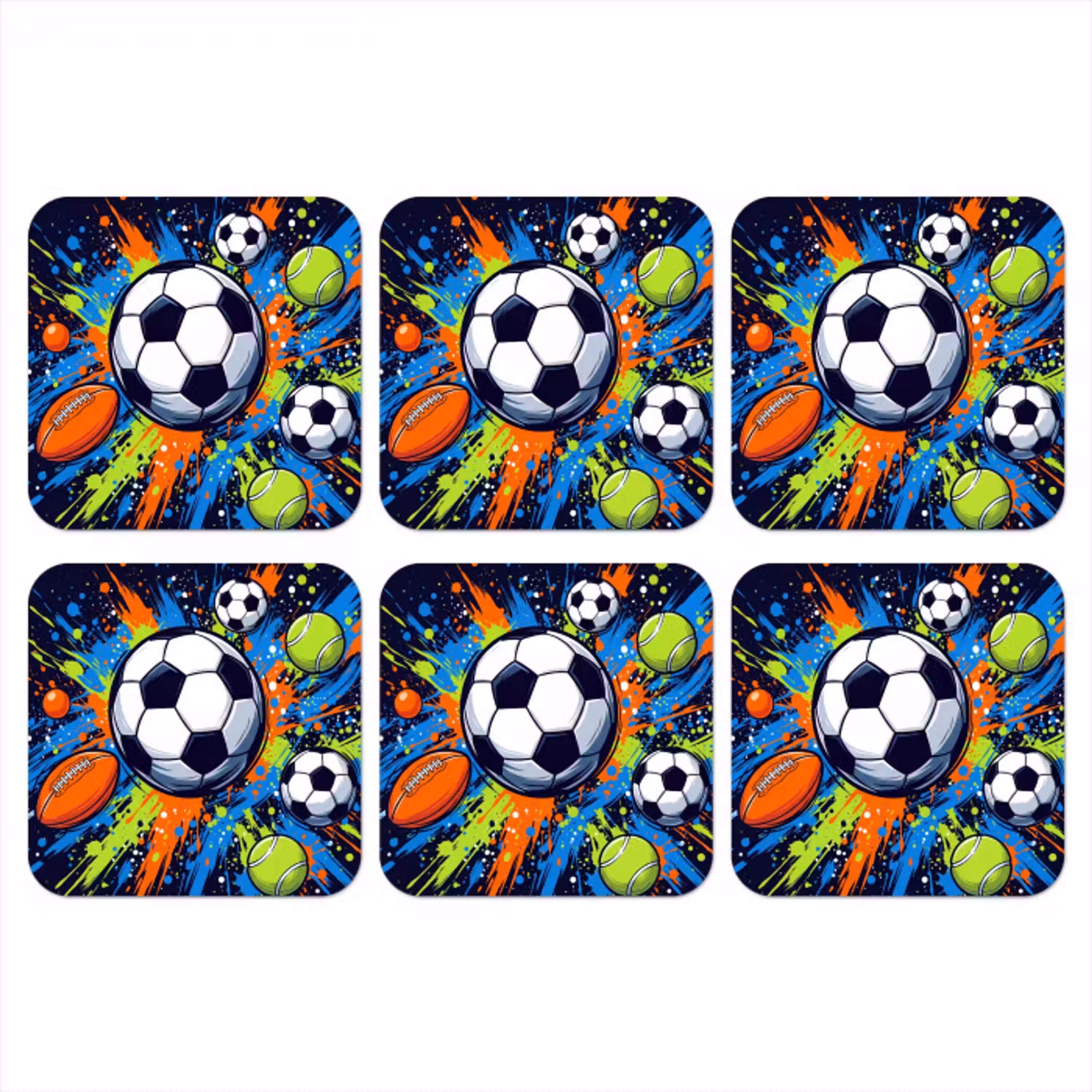 Sport - Ballen - Kleurrijk onderzetter kurk middel -3d