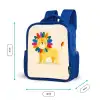 Leeuw - Manen - Kleurrijk Kinderrugzak - Blauw middel -productfoto_formaten