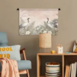 Kraanvogels - Natuur - Roze Wandkleed katoen klein -wsfeer4_kind