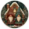 Kerst - Gnomen - Peperkoekhuisje - Rood - Groen Wandcirkel kunststof plaat 5mm dik klein -3d