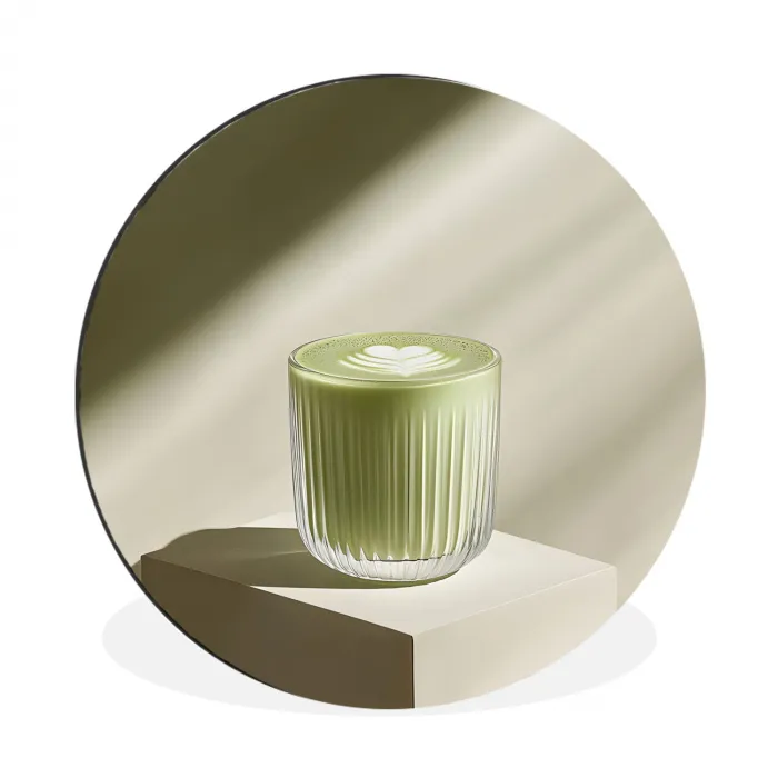 Matcha - Glas - Groen - Minimalistisch Wandcirkel aluminium klein -3d