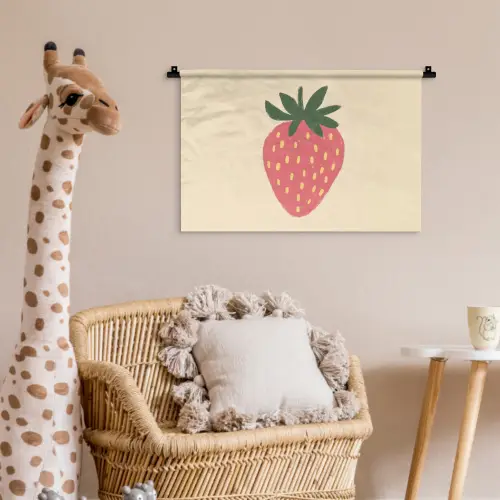 Aardbei - Minimalistisch - Rood - Fruit Wandkleed katoen klein -wsfeer5_kind