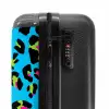 Pantermotief in neonkleuren op blauwe achtergrond NBS - Handbagage koffer - Kinderen Unisex middel -slot