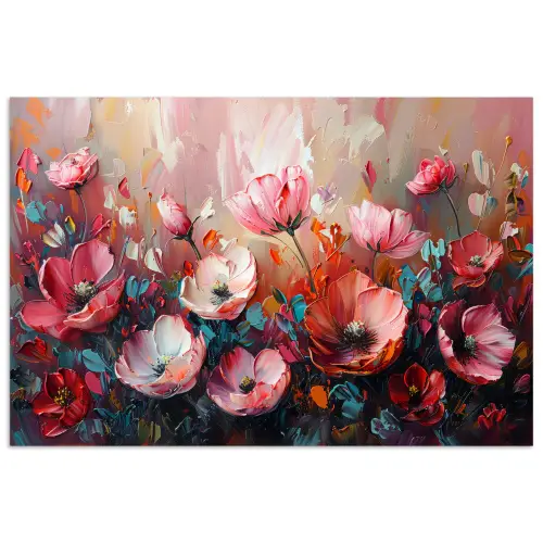 Klaprozen - Roze - Bloemen - Botanisch - Kunst poster papier klein -3d