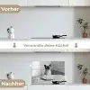 Kat - Siamees - Zwart Wit - Schattig - Dieren keuken achterwand spatscherm klein -voor_na_DE