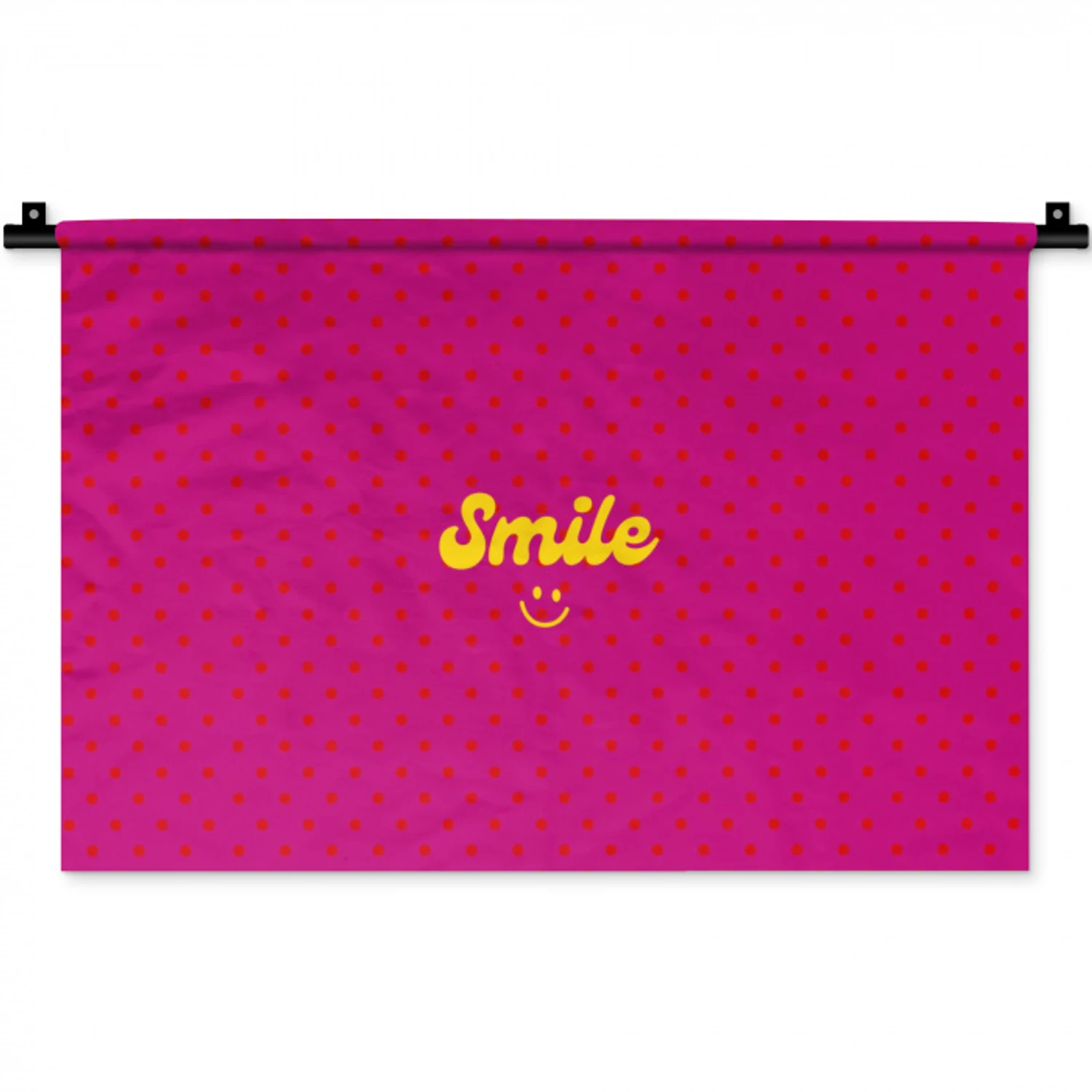 Smile - Stippen - Geel - Smiley - Roze Wandkleed katoen klein -zz3d