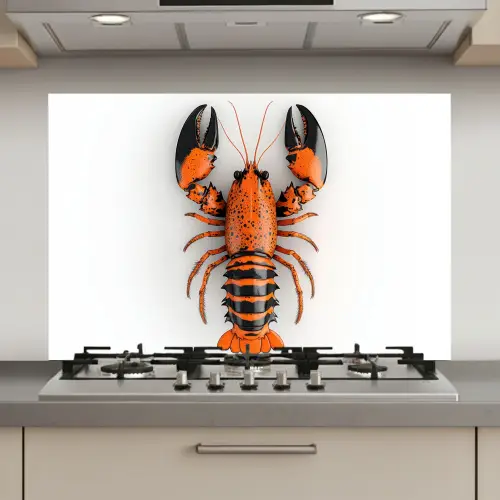 Kreeft - Zwart - Oranje - Wit - Uniek keuken achterwand spatscherm klein -3d_website