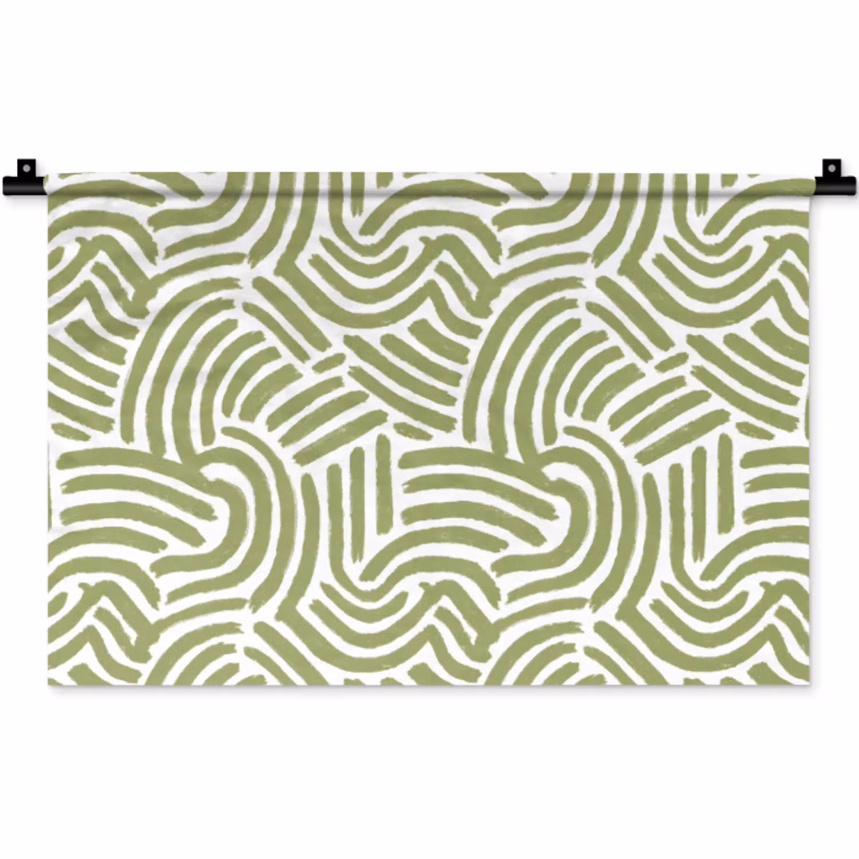 Saliegroen - Abstract - Bogen - Handgetekend - Patroon Wandkleed katoen klein 269 -zz3d