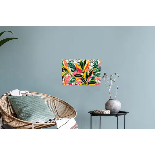 Tropisch - Bladeren - Zwart - wit Muursticker klein -plant