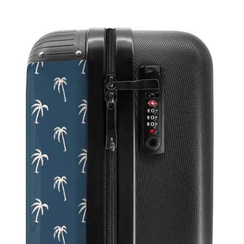 Patronen - Kleine palmbomen op blauwgrijs NBS - Handbagage koffer - Kinderen Unisex middel -slot