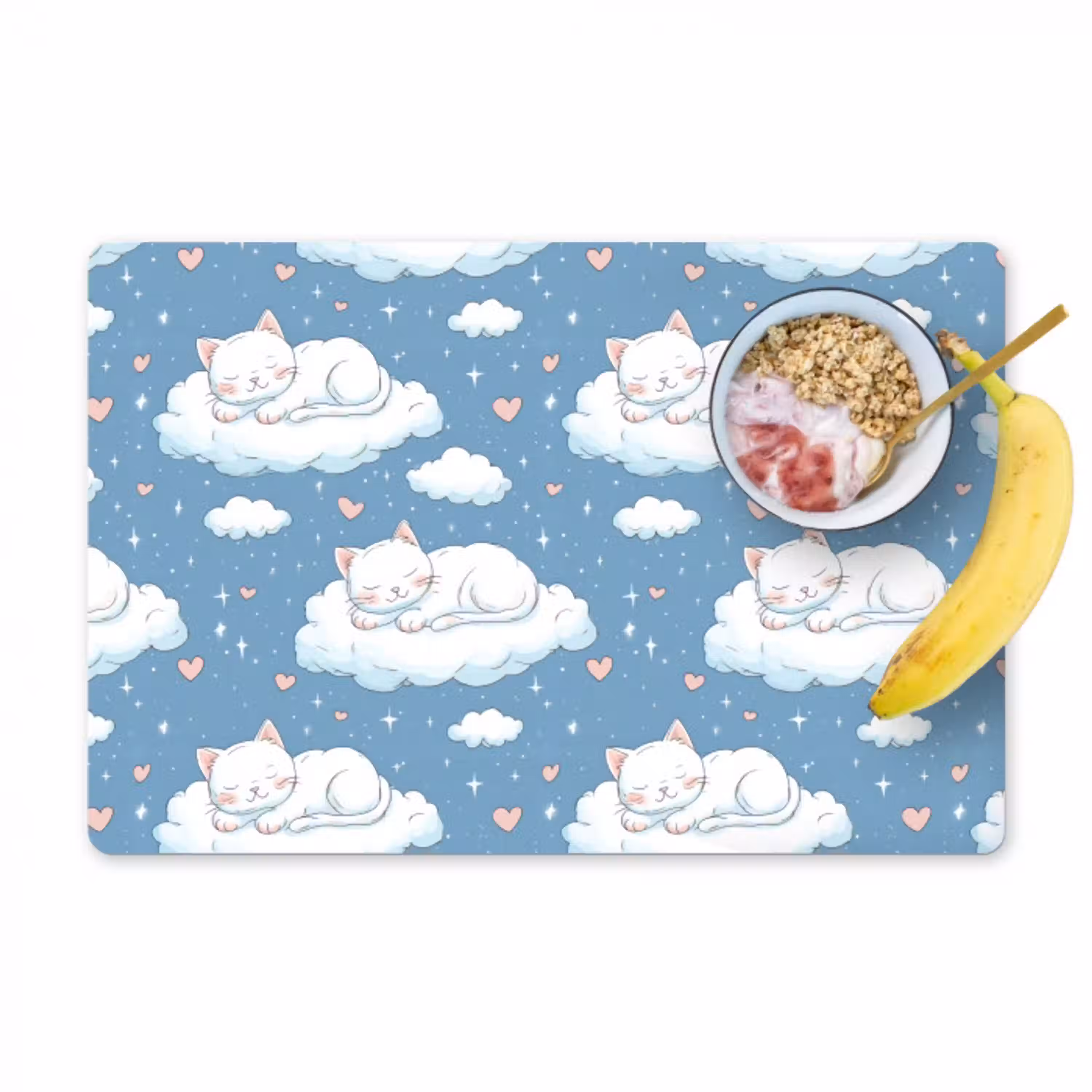 Kitten - Wolken - Blauw Placemat vinyl groot 368 -zzzproduct_Kitchenyeah-website