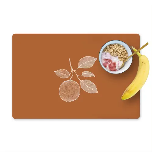 Sinaasappel - Getekend - Bladeren - Bruin Placemat vinyl groot -zzzproduct_Kitchenyeah-website