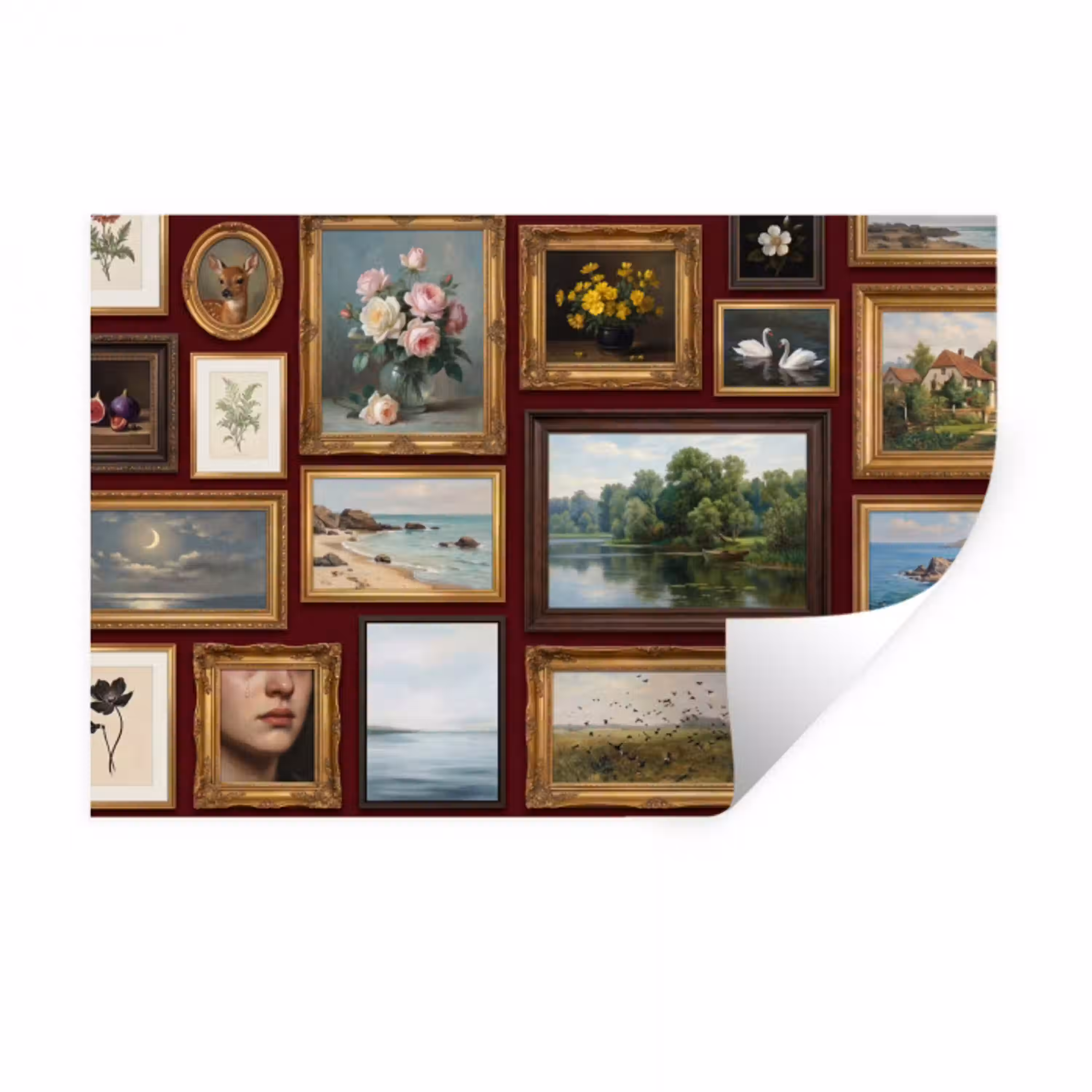 Bloemen - Vaas - Klassiek - Kunst - Rood Muursticker klein -3d