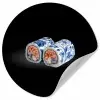Sushi - Delfts blauw - Rijst - Vis - Elegant Wandcirkel behangsticker klein -3d