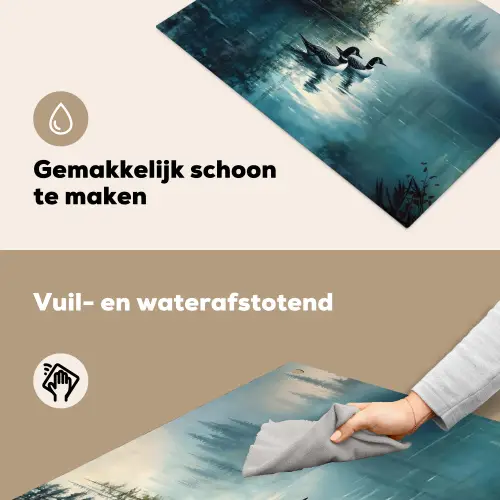 Bos - Water - Eenden - Mistig Inductie beschemer met haakjes klein -ky-schoon-nl