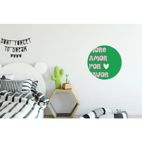 Amor - Valentijn - Groen - Tekst Wandcirkel aluminium klein -kinderkamer