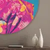 Bloemenkrans - Hagedis - Kimono - Paars Akoestische PET Vilt - Rond klein -sfeer5_closeup