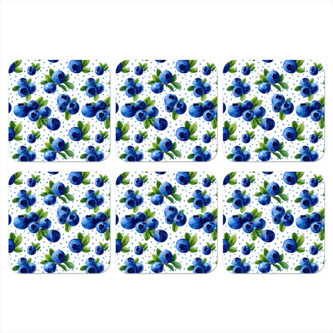 Onderzetter - Bessen - Patroon - Blauw