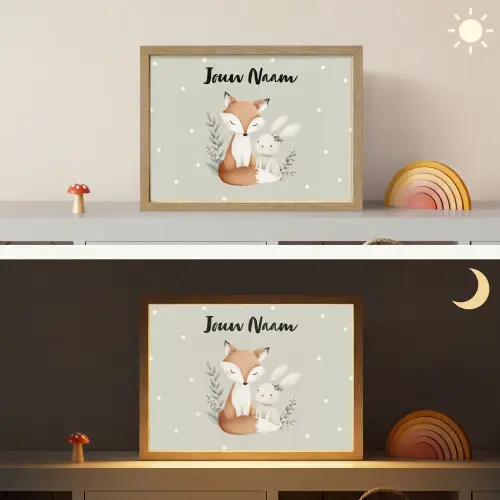 Minimalistisch - Dieren - Bladeren - Stippen Light Box met batterij (Wandlamp kind) middel -sfeer3_kind