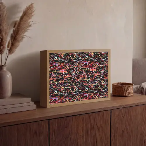 Spat - Abstract - Waterverf - Zacht Light Box met batterij (Wandlamp) middel 907 -sfeer2