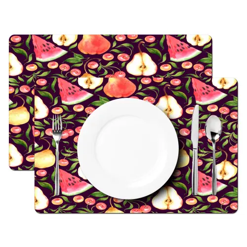 Donker - Bladeren - Fruit - Patroon Placemat vinyl groot 368 -zzsfeer2_Kitchenyeah-website