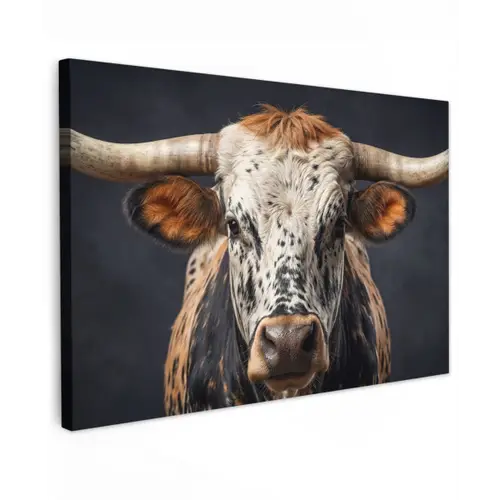 Stier - Kleurrijk - Hoorns canvas 2cm klein -z3d