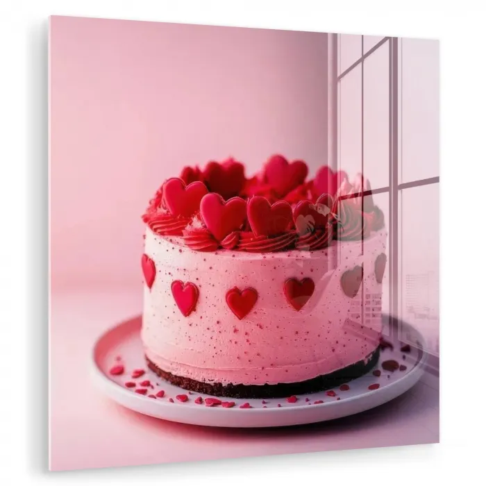 Taart - Hart - Roze plexiglas 5mm klein -zzzproduct_nieuw