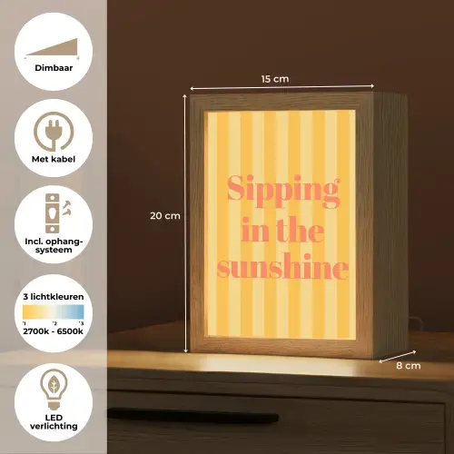 Gestreept - Geel - Sunshine - Letters Light Box met kabel (Tafellamp) klein -USP_NL