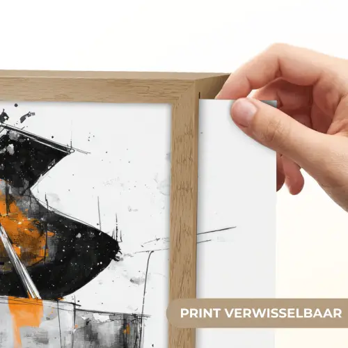 Piano - Oranje - Zwart - schets lijnen Light Box met batterij (Wandlamp) middel -USP_websiteprintNL