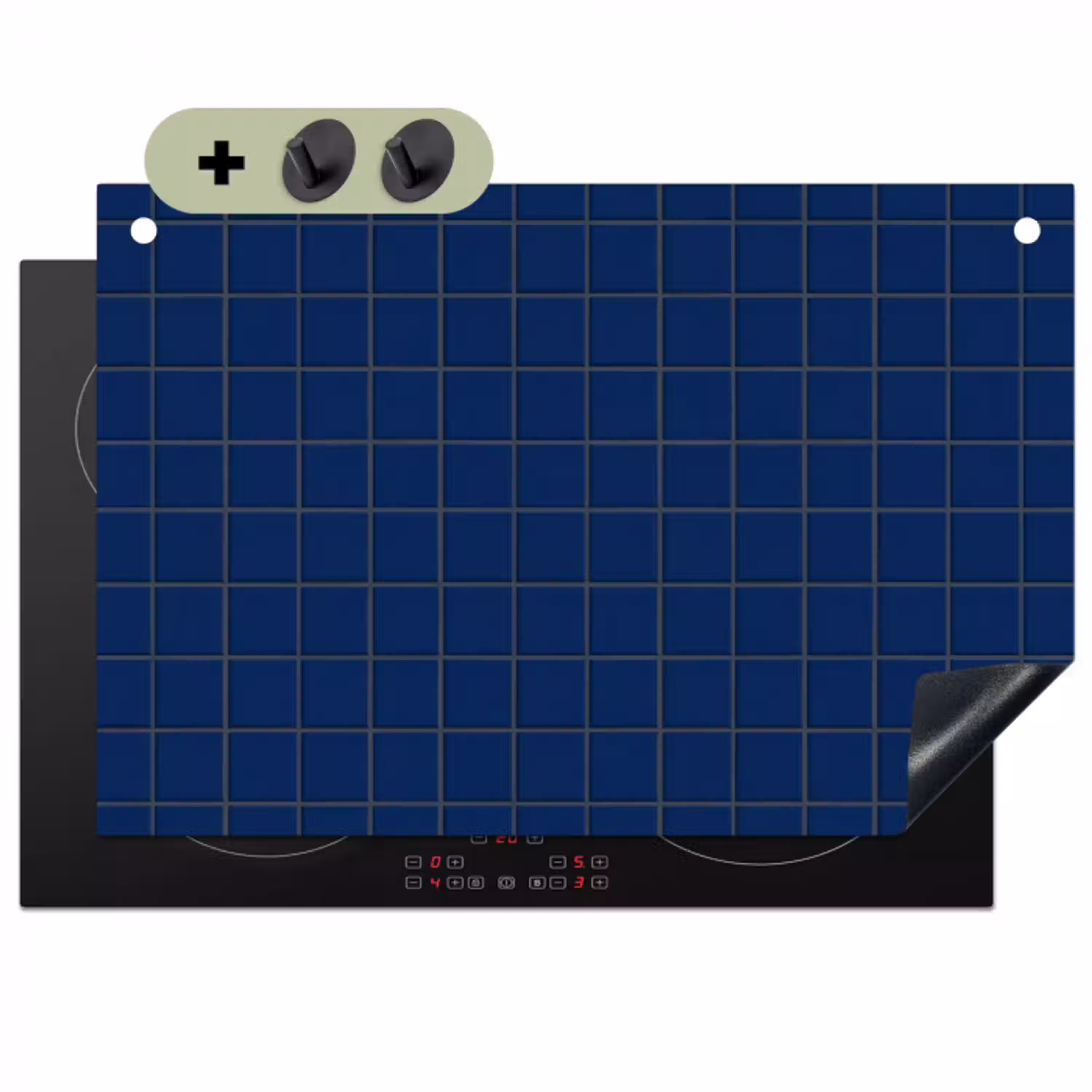 Tegel - Patroon - Blauw Inductie beschemer met haakjes klein 777 -3d