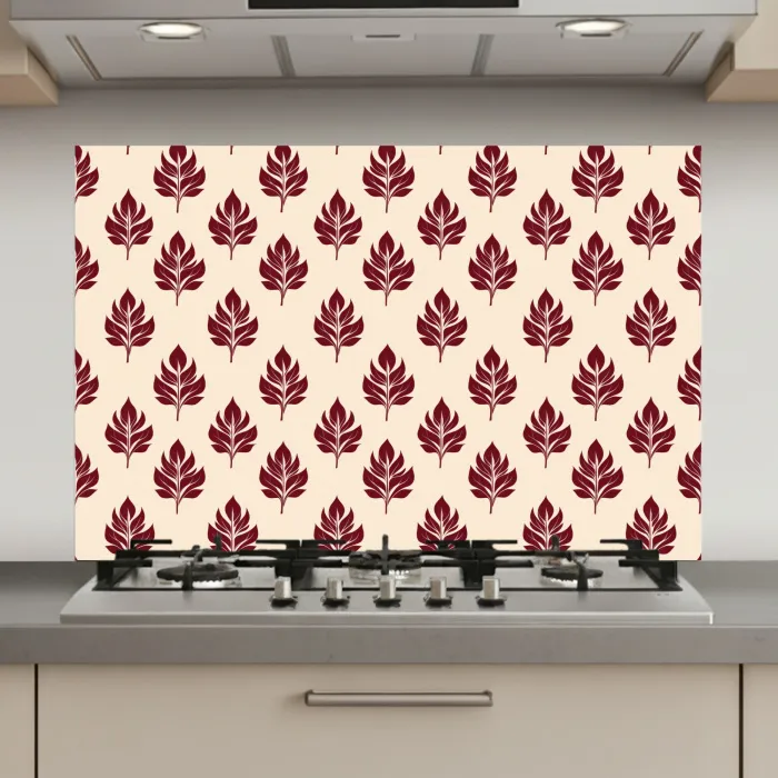 Botanisch - Patroon - Bordeaux keuken achterwand spatscherm klein 900 -3d_website