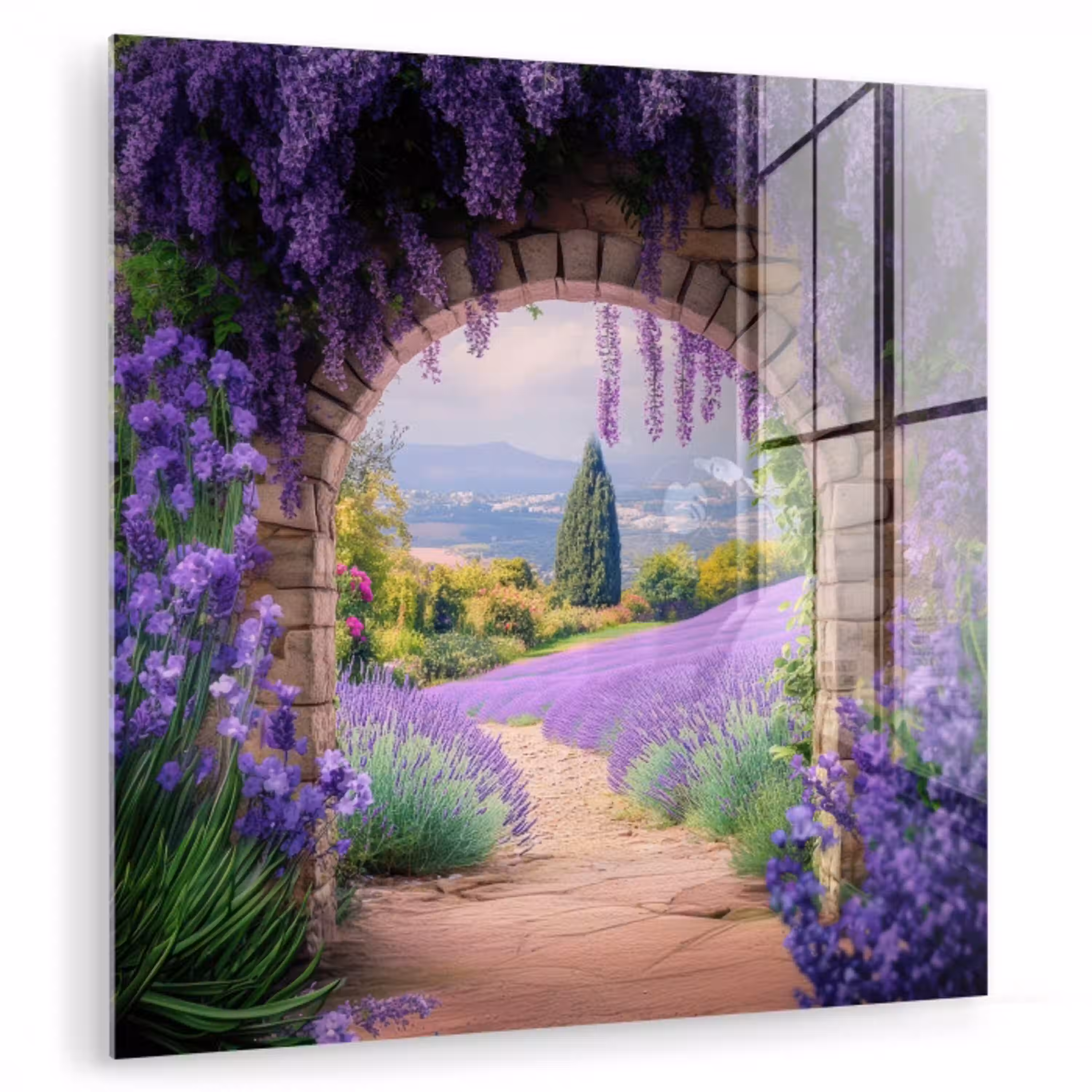 Doorkijk - Lavendel - Bloemen - Paars - Poort plexiglas 5mm klein -zzzproduct_nieuw