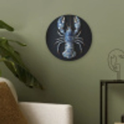 Kreeft - Delftsblauw - Schild - Stoer Akoestische PET Vilt - Rond klein -sfeer2