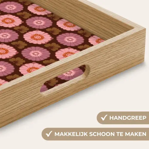 Retro - Madelief - Roze Dienblad Rechthoek middel 911 -USP_HandgreepNL