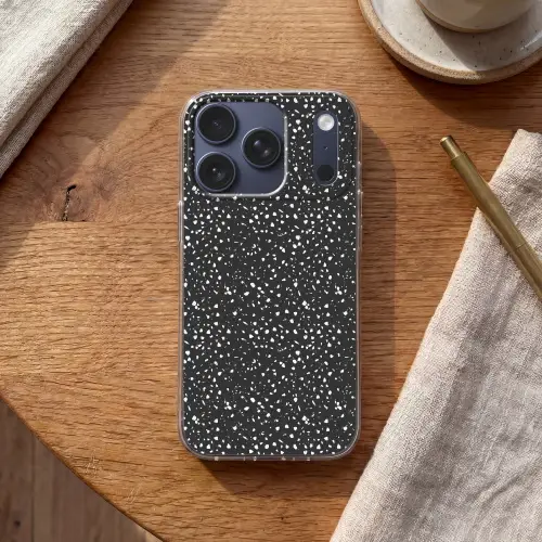 Terrazzo -  Patroon - Zwart - Wit Telefoonhoesje iPhone 17 Pro klein 878 -sfeer1