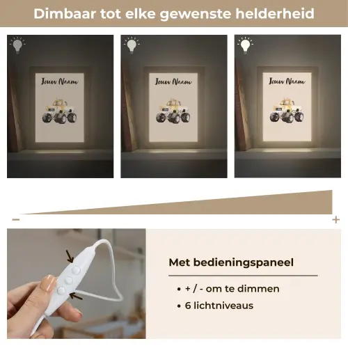 Monstertruck - Geel - Minimalistisch Light Box met kabel (Kinderlampje) klein -USP_dimbaarNL