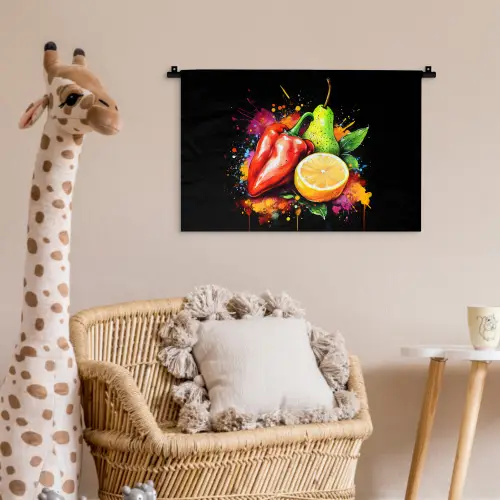 Paprika - Peer - Citroen - Graffiti - Verf - Abstract Wandkleed katoen klein -wsfeer5_kind