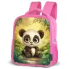 Panda - Bamboebos - Groen Kinderrugzak - Roze middel -schuin