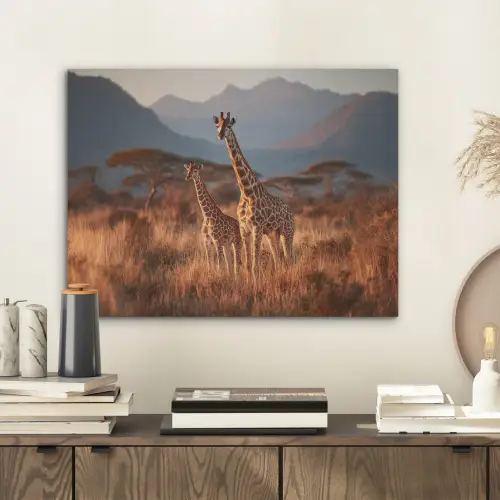 Giraffen - Hoog gras - Acaciabomen PET vilt klein -sfeer1