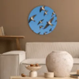 Zwaluwen - Vliegen - Blauw Akoestische PET Vilt - Rond klein -sfeer1