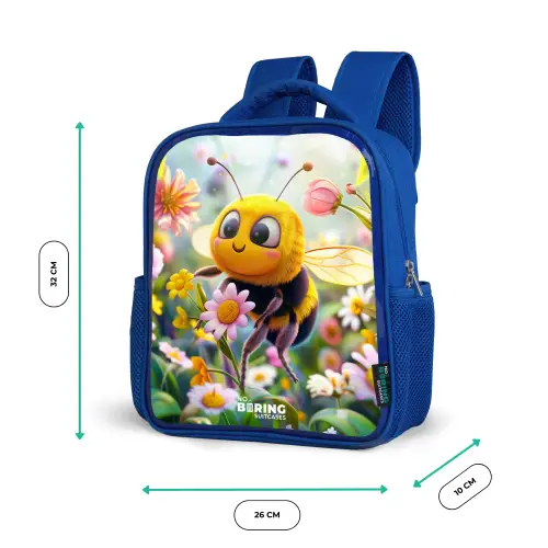 Bij op bloem Kinderrugzak - Blauw middel -productfoto_formaten