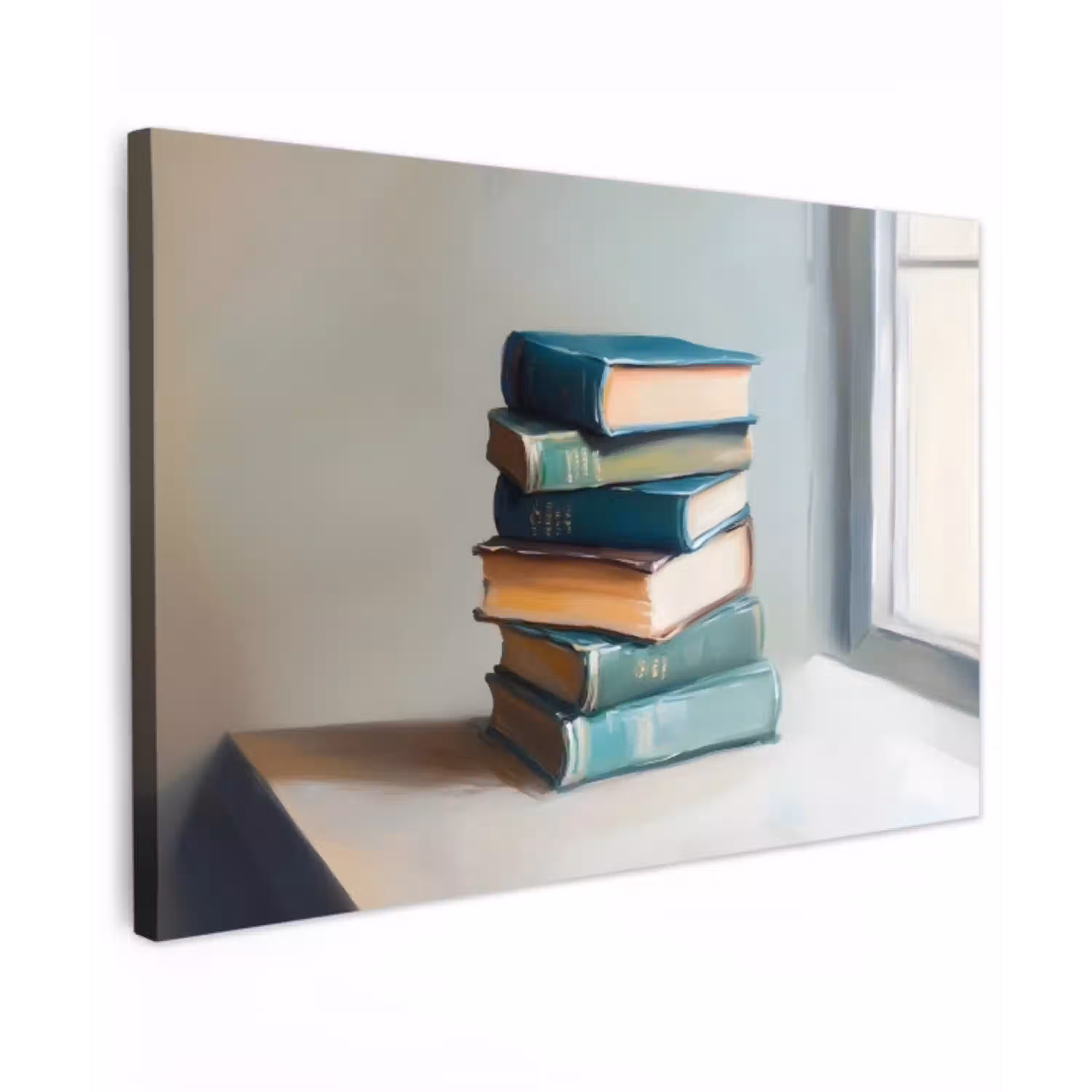 Stapel - Boeken - Groen - Daglicht canvas 2cm klein -z3d