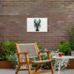 Kreeft - Glossier - Groen - Wit Tuinposter op houten frame 2 cm dik klein -sfeer3